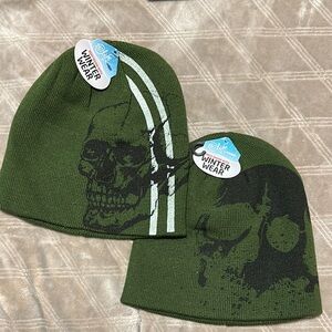 NWT 2 Pak Green Skullcap Beanies